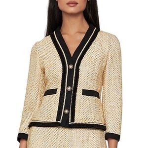 NWT‎ BCBG Black Gold Color Block Tweed Classic Career Blazer Small